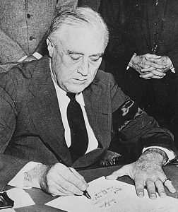 FDR signing his “Infamy” speech