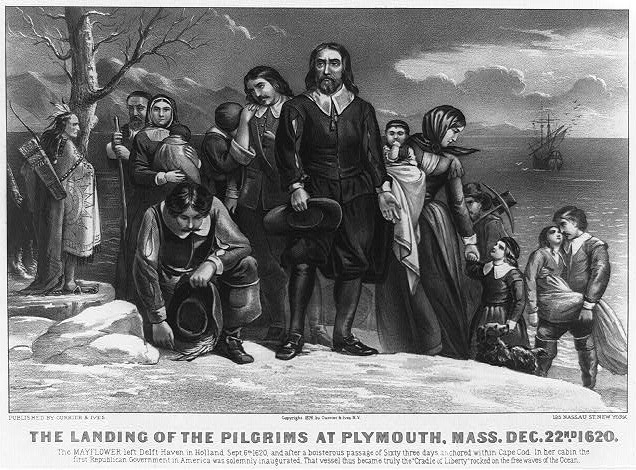 Pilgrims at Plymouth Rock
