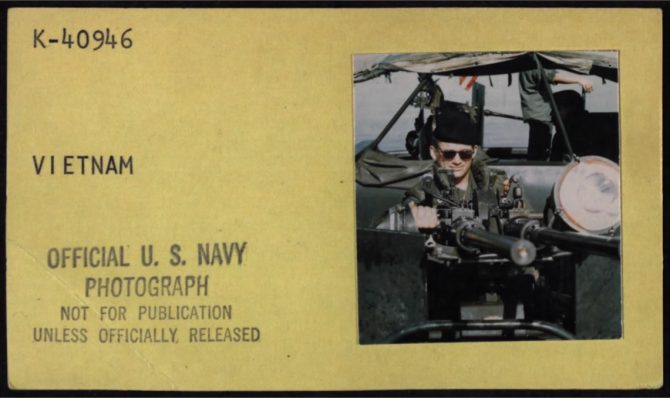 Machine gunner on a Navy Patrol Boat (October 1967).