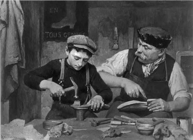 Master cordwainer and apprentice (Library of Congress collection)