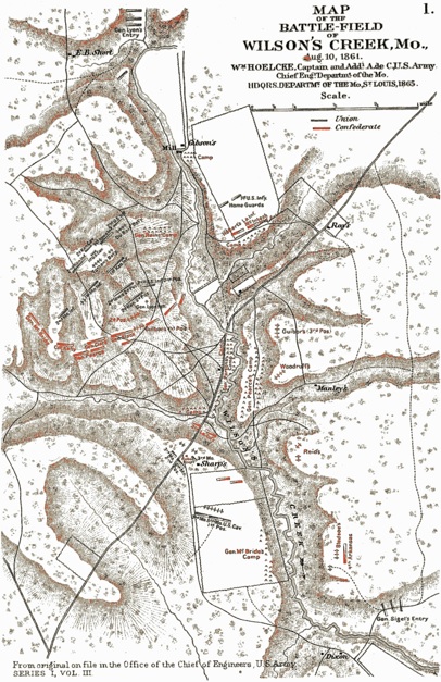 Map of Wilson’s Creek battlefield (Library of Congress collection)
