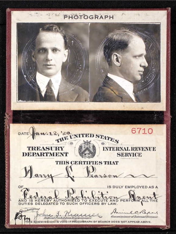 ID Card for Prohibition Agent Harry L. Pearson